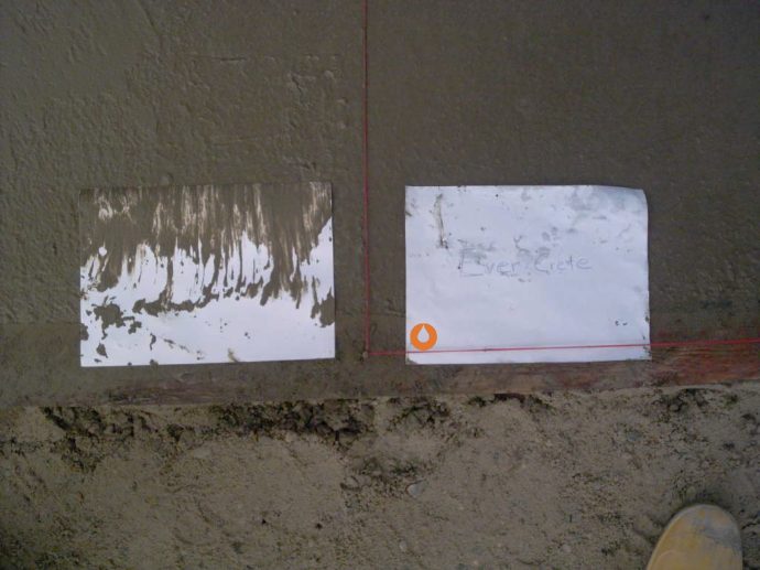 Testul cu hârtia: beton tratat cu Vetrofluid și beton netratat